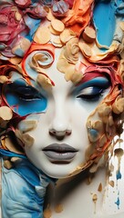 Surreal abstract portrait of a girl, creative. Acrylic paint