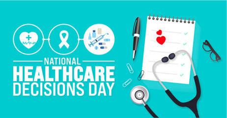April is National Healthcare Decisions Day background template. Holiday concept. use to background, banner, placard, card, and poster design template with text inscription and standard color. vector - obrazy, fototapety, plakaty