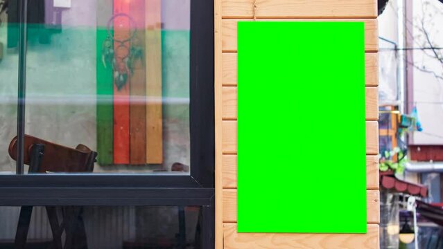 Billboard mockup video, green screen chroma key, zoom in out camera effect