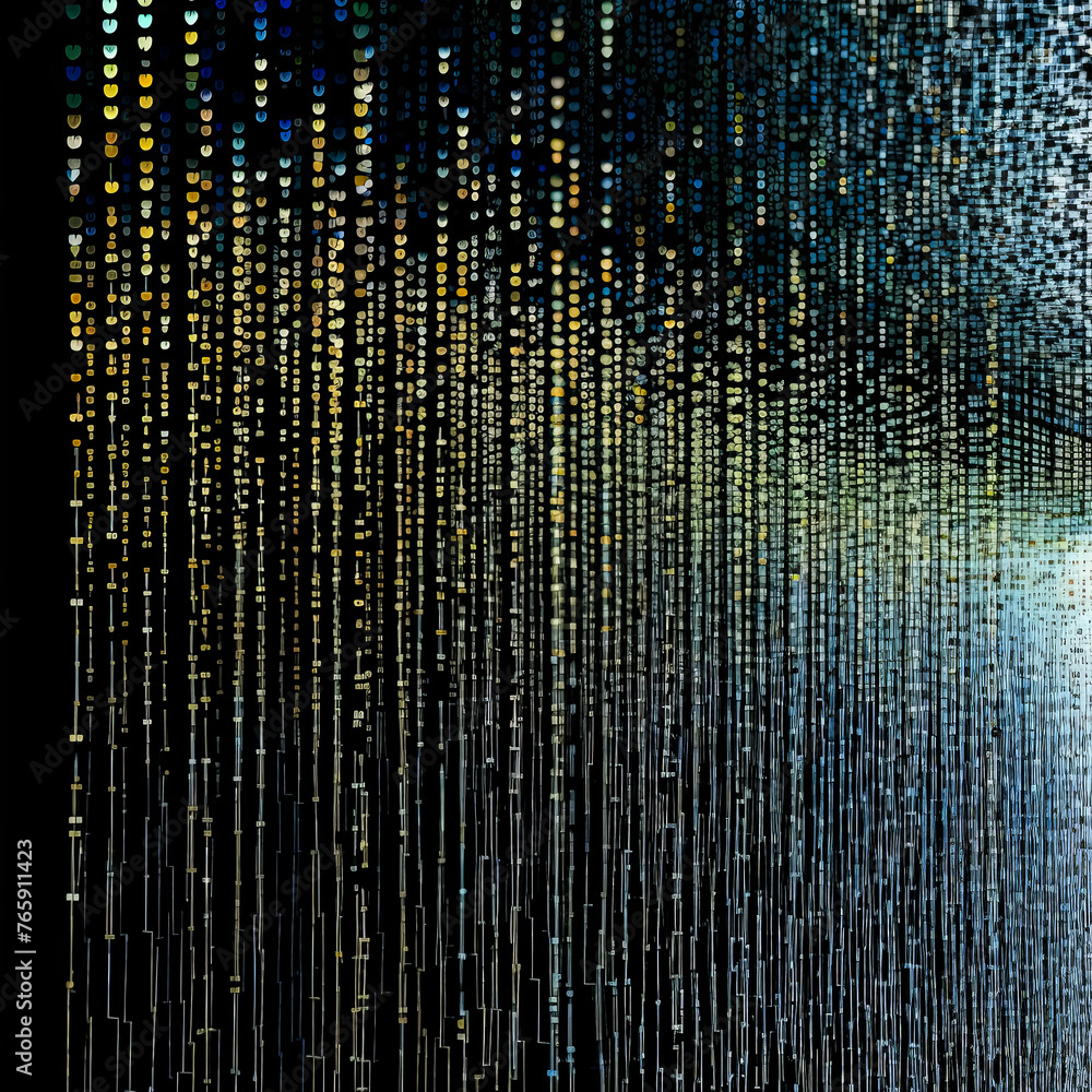 Poster a colorful, rainbow-like stream of light is projected onto a black background. the stream of light i