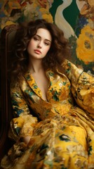 Woman in Yellow Dress Sitting on Chair