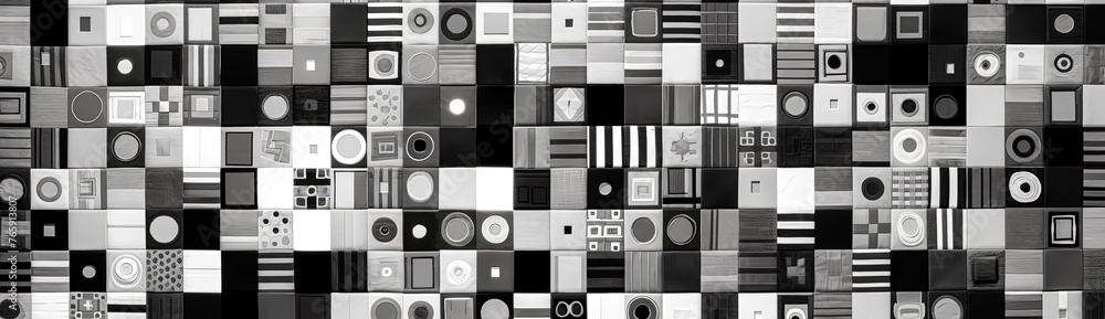 Poster a black and white image of a checkered pattern. the image is blurry and has a sense of movement