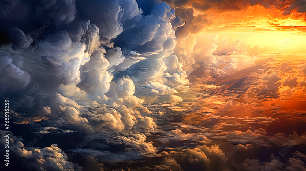 Poster the sky is filled with dark clouds, and the sun is barely visible. scene is somber and foreboding