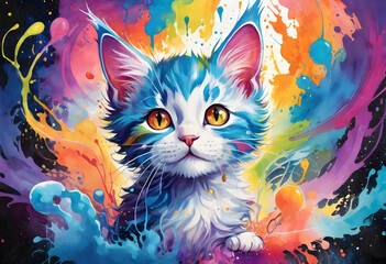 colorful ink cat