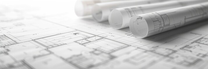 Architectural Blueprint in White Tone