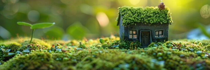 Enchanting Miniature House Covered in Moss