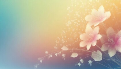 Soft colorful background with flowers and copy space. Abstract postcard illustration.