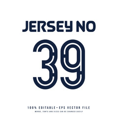 Jersey number, basketball team name, printable text effect, editable vector 39 jersey number	