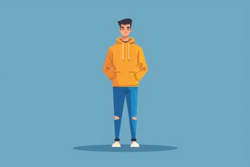 Casual Style Guy Standing Pose, Cartoon