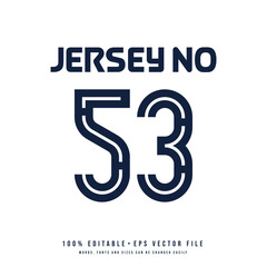 Jersey number, basketball team name, printable text effect, editable vector 53 jersey number	