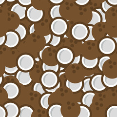 Simple Coconut Pattern - Heap of Whole and Half Coconuts. Seamless Link