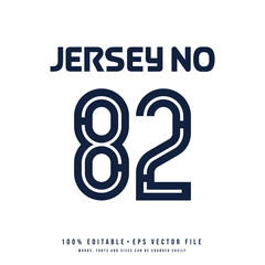 Jersey number, basketball team name, printable text effect, editable vector 82 jersey number	