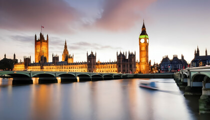 Fototapeta na wymiar London city skyline with big ben and houses of parliament cityscape in uk