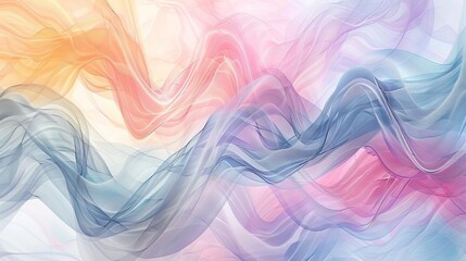 Ethereal abstract illustration with wavy lines, hand-painted details and dreamy pastel hues. Digital Art by Vita - obrazy, fototapety, plakaty