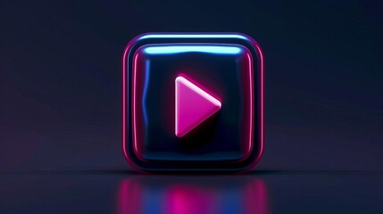 Glossy play media button icon with a sleek and modern design, perfect for multimedia projects. Vector Symbol