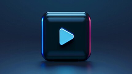 Glossy play media button icon with a sleek and modern design, perfect for multimedia projects. Vector Symbol