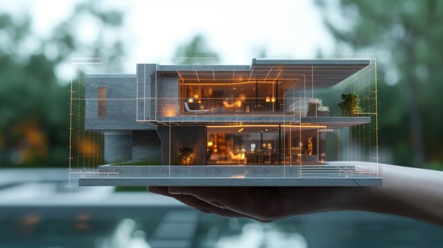 Innovative architect crafts virtual reality Building construction room, furniture designs cutting edge computer aided architecture, redefining interior spaces intricate plans on the digital screen