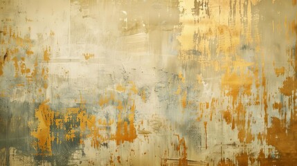 Nostalgic Golden Brushstrokes on Abstract Artistic Background with Retro Texture, Modern Art Oil Painting - obrazy, fototapety, plakaty