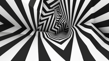 Abstract geometric pattern with black and white stripes, optical illusion background
