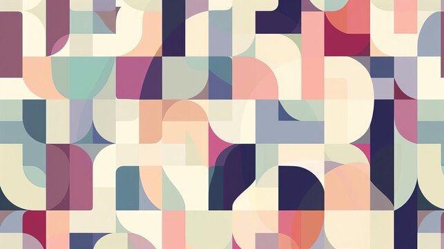 Abstract geometric pattern with overlapping shapes and pastel colors, modern background design