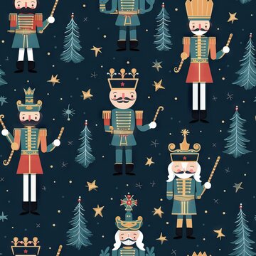 christmas nutcracker, seamless pattern tile background, backdrop