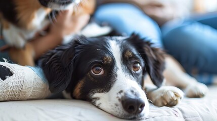 Obraz premium Compassionate Care for Injured Dogs