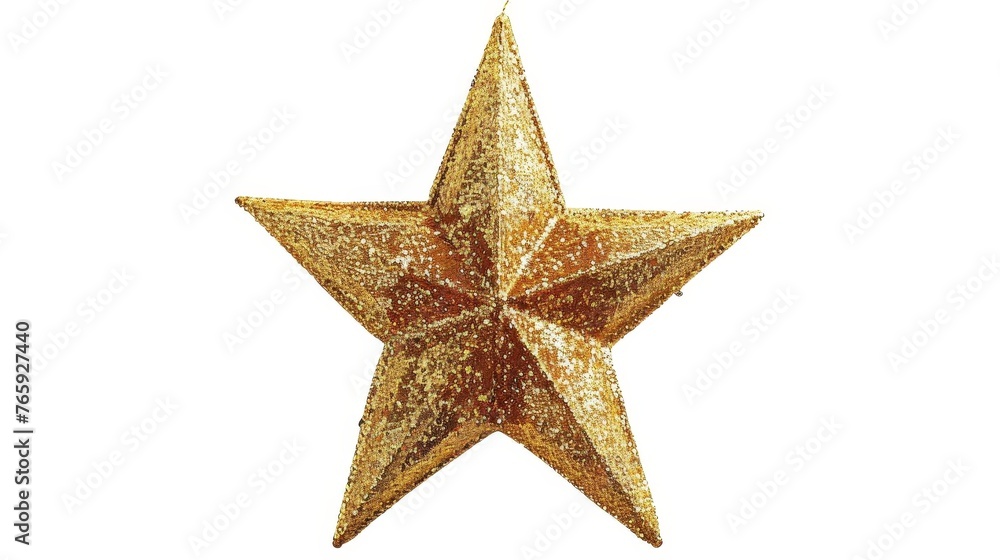 Wall mural shimmering golden star with glitter texture, isolated on white background, christmas decoration elem - Wall murals
