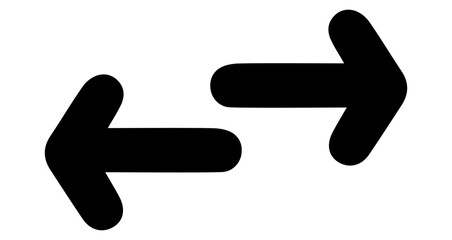 Arrow icon. Black right and left arrows isolated on white background.