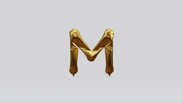 Gold Balloon Letter 3d animation rotation M
