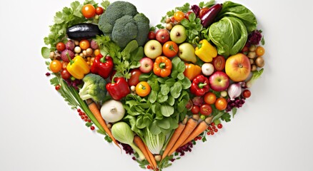 Naklejka na ściany i meble a heart shaped arrangement of vegetables