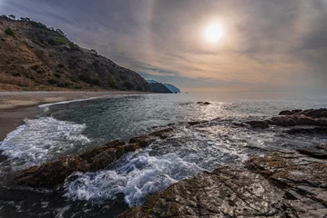 Behangcirkel Lapa Beach in the Maro-Cerro Gordo Cliffs Natural Park, Nerja, Malaga. © M. Perfectti