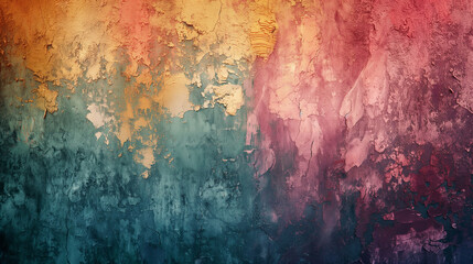Abstract image of paint in thick layers on wall. Colorful background. Generative AI