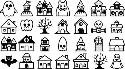 Fototapeta premium silhouette haunted home set