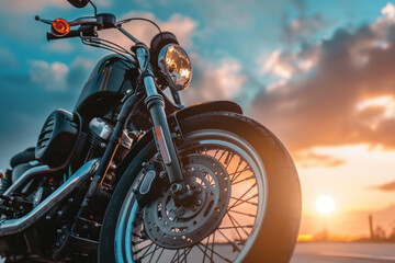 Motorcycle journey at dusk