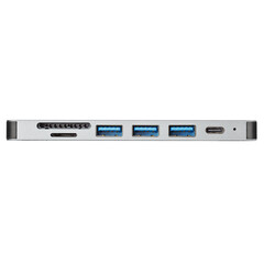 Converter USB Type C hub, USB Type C splitter, HDMI, USB 3.0, USB 2.0, Power Delivery (PD), sd card, TF on white background close up