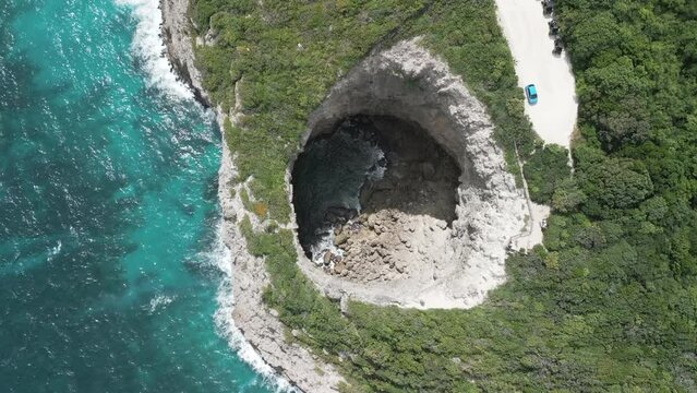 Aerial video over Gueule Grand Gouffre in Marie Galante