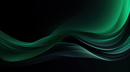 Abstract black and green neon background. Shiny moving lines and waves. Glowing neon pattern for backgrounds, banners, wallpapers, posters and covers. Generative AI