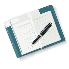 Vector illustration of checkbook with pen on white