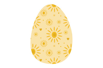 Easter egg painted with yellow pattern