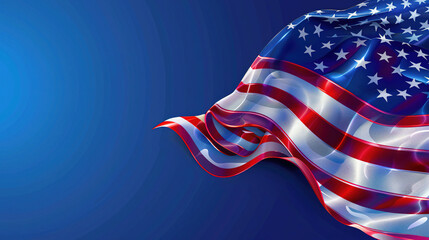 Happy Independence Day  4th of July USA Flag - Red and Blue Banner Panorama with Empty Space for Text