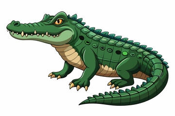 realistic crocodile illustration vector with white background