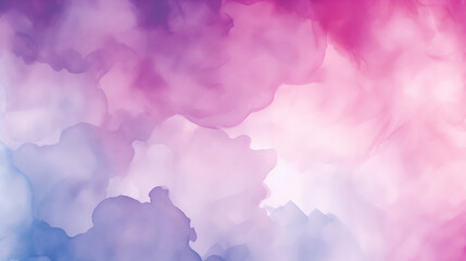 Serene watercolor background with soft blue, purple and pink pastel clouds