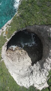 Aerial video over Gueule Grand Gouffre in Marie Galante