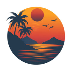 Tropical island paradise logo transparent