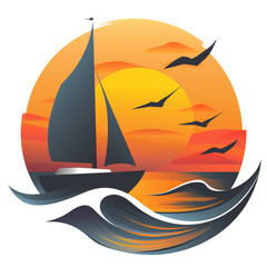 Sailboat at sunset logo transparent