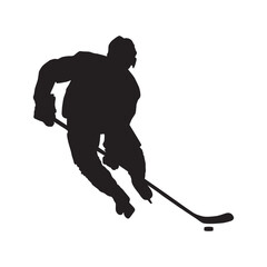 Hockey player silhouette, vector illustration.