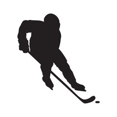 Hockey player silhouette, vector illustration.