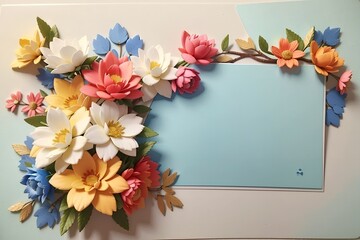 Obraz premium Beautiful background with card and flowers