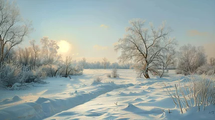 Abwaschbare Fototapete paisagem de inverno, sol © Alexandre