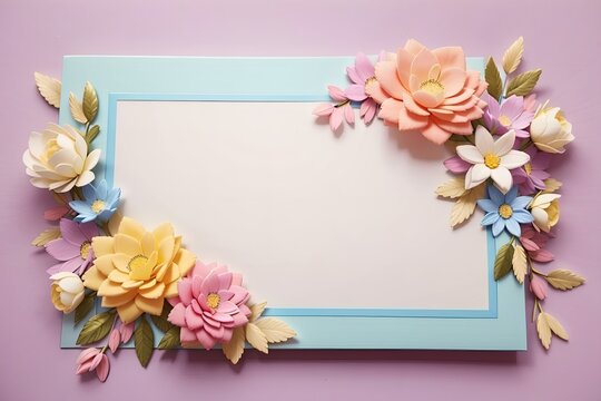 Card for photo or congratulation with flowers in pastel colors